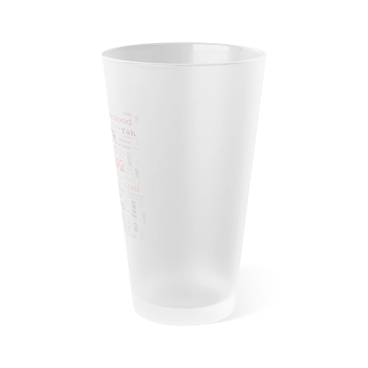 Frosted Pint Glass Inspirational – Inspirational Faith Word Cloud 16oz