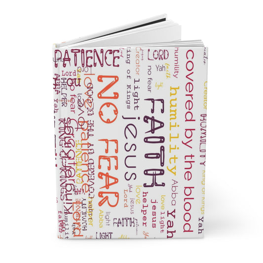 Faith Word-Cloud Hardcover Journal — "No Fear" Inspirational Christian Notebook