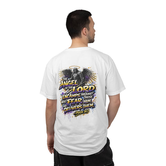 Angel of the Lord T-Shirt — Psalm 34:7 Graphic Tee (Faith-Based Christian Shirt)