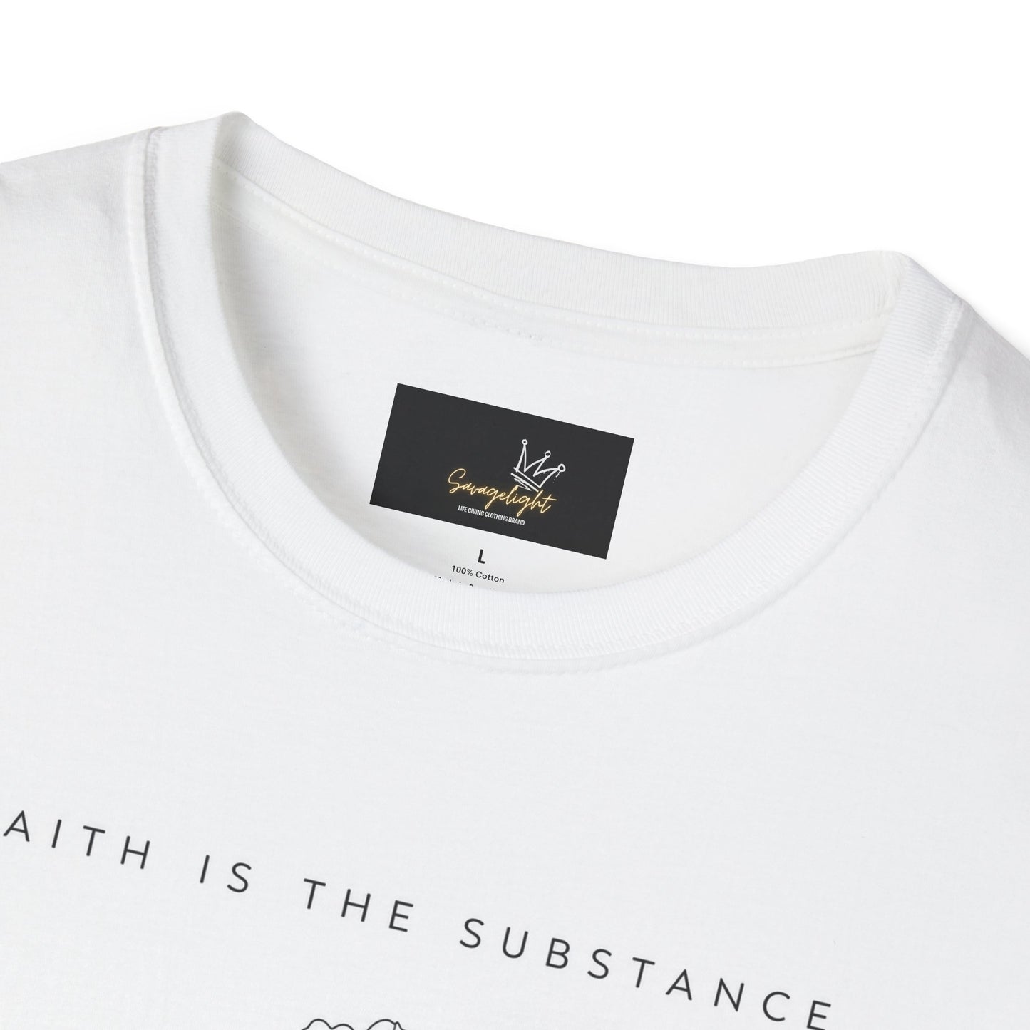 Hebrews 11:1 Faith Is the Substance T-Shirt — Seed-to-Flower Line Art