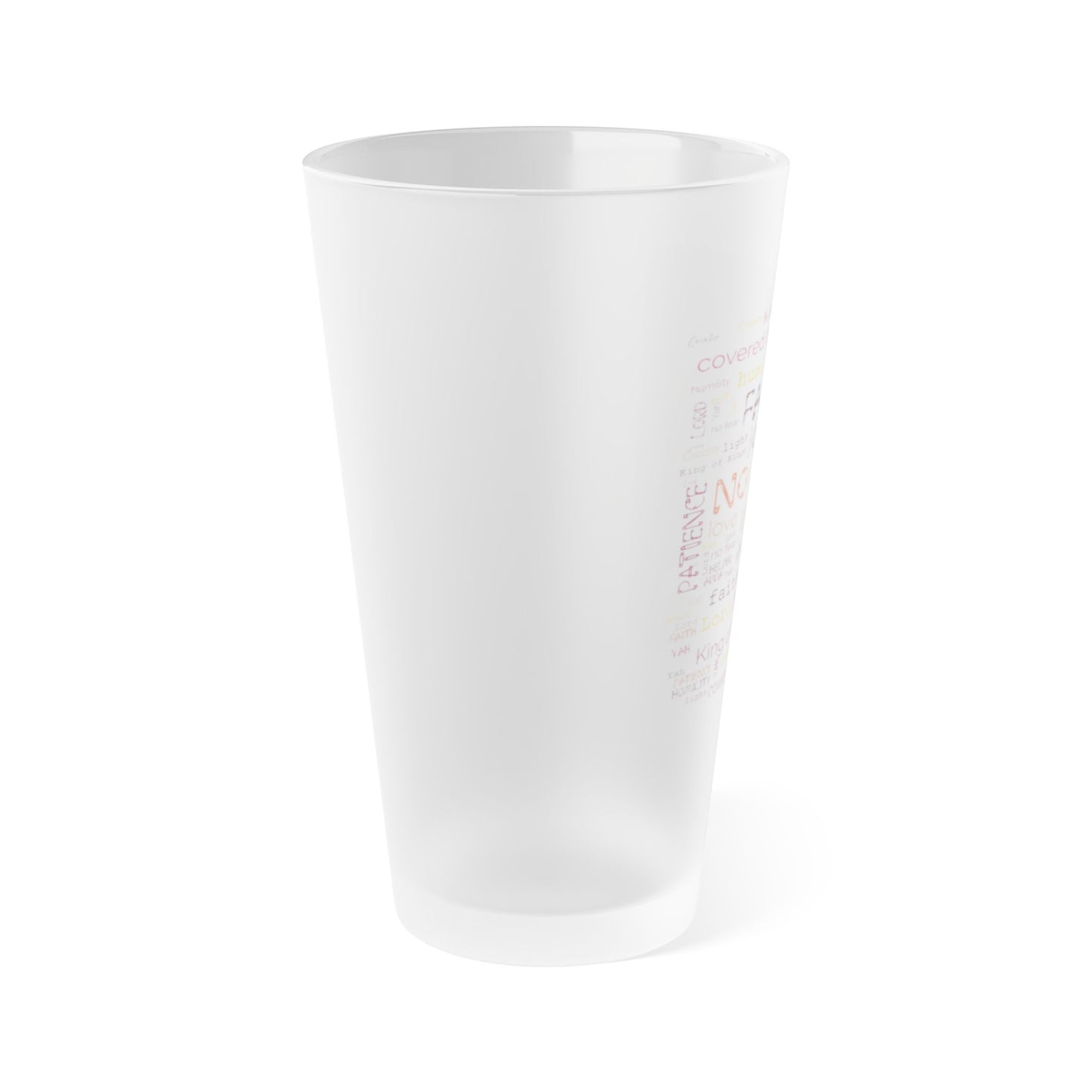 Frosted Pint Glass Inspirational – Inspirational Faith Word Cloud 16oz