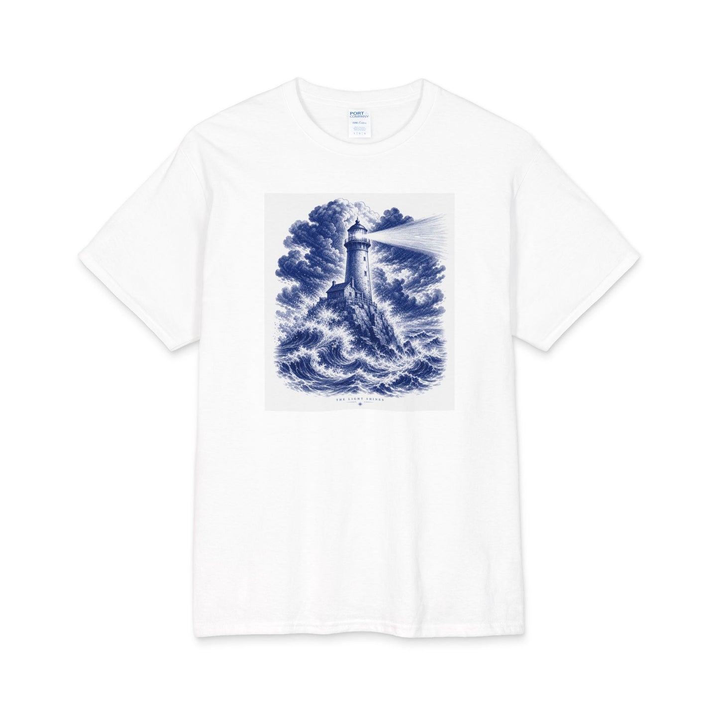 Lighthouse Bible Verse Tee — "And the light shines" Inspirational Christian T‑Shirt