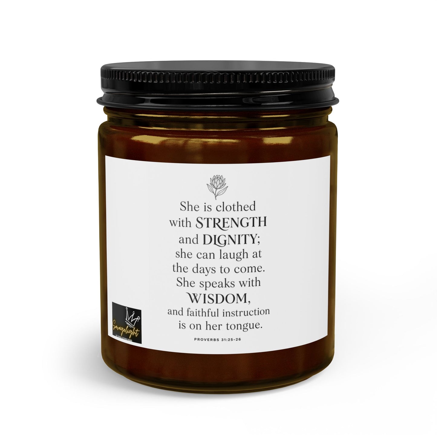 Strength & Dignity Soy Candle Set — Matches & Wick Trimmer (Proverbs 31:25 Inspirational Gift)